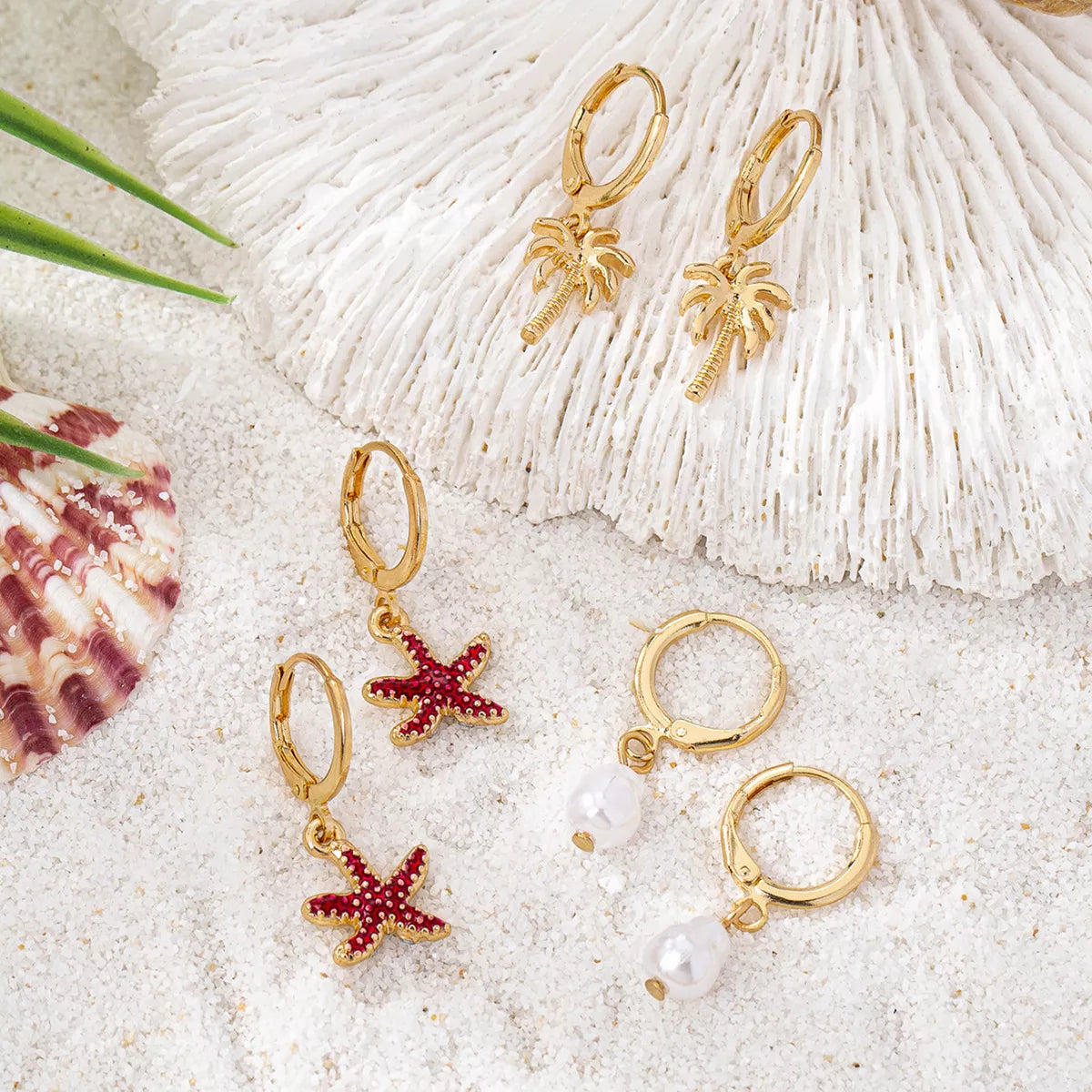 3-Pair 18K Gold-Plated Alloy Drop Earrings OutfitFlow