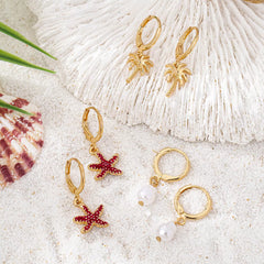 3-Pair 18K Gold-Plated Alloy Drop Earrings OutfitFlow