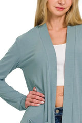 Zenana Slouchy Lightweight Open Front Pocket Cardigan OutfitFlow