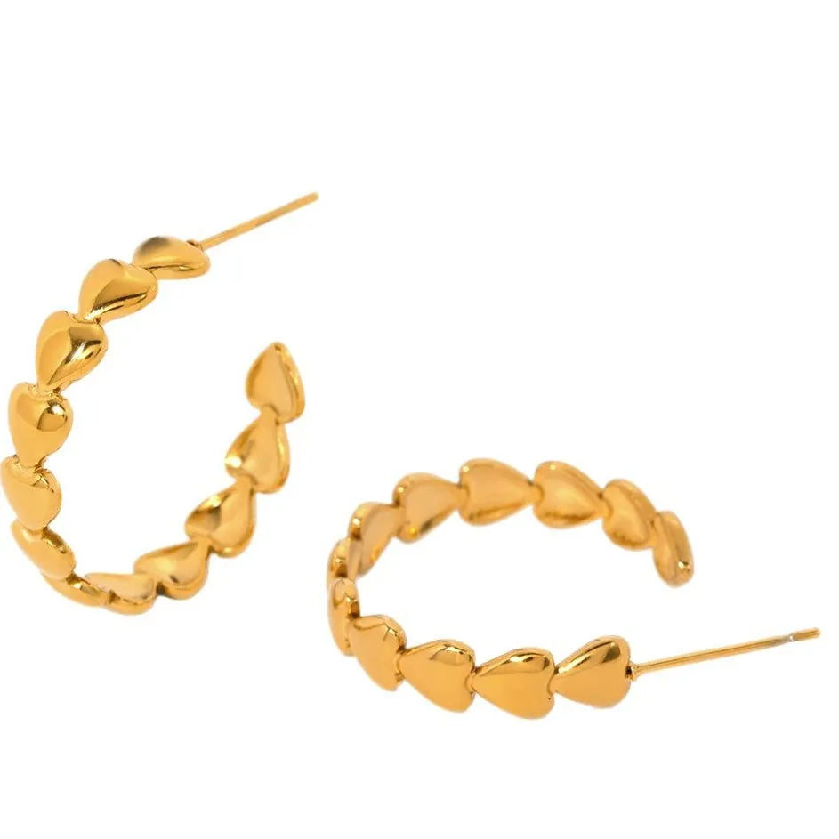 18K Gold-Plated Heart Hoop Earrings OutfitFlow