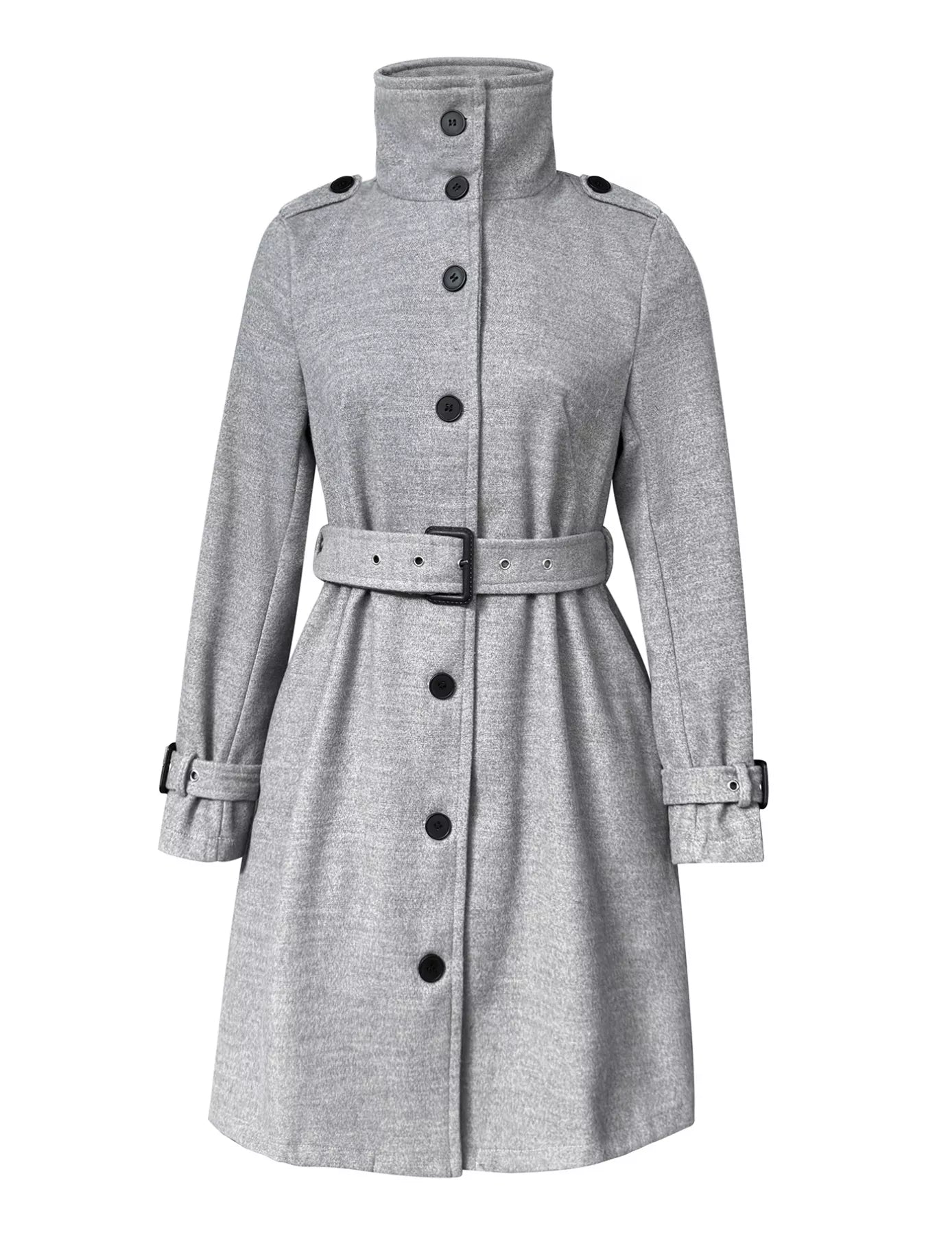 Button-Down Longline Coat with Belt Dark Gray OutfitFlow