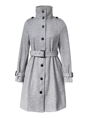 Button-Down Longline Coat with Belt Dark Gray OutfitFlow