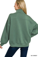 Zenana Scuba Quarter-Zip Sweatshirt Trendsi
