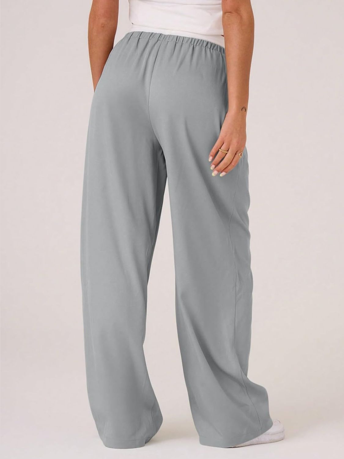 Outfit Flow - Contrast Waistband Drawstring Wide Leg Pants