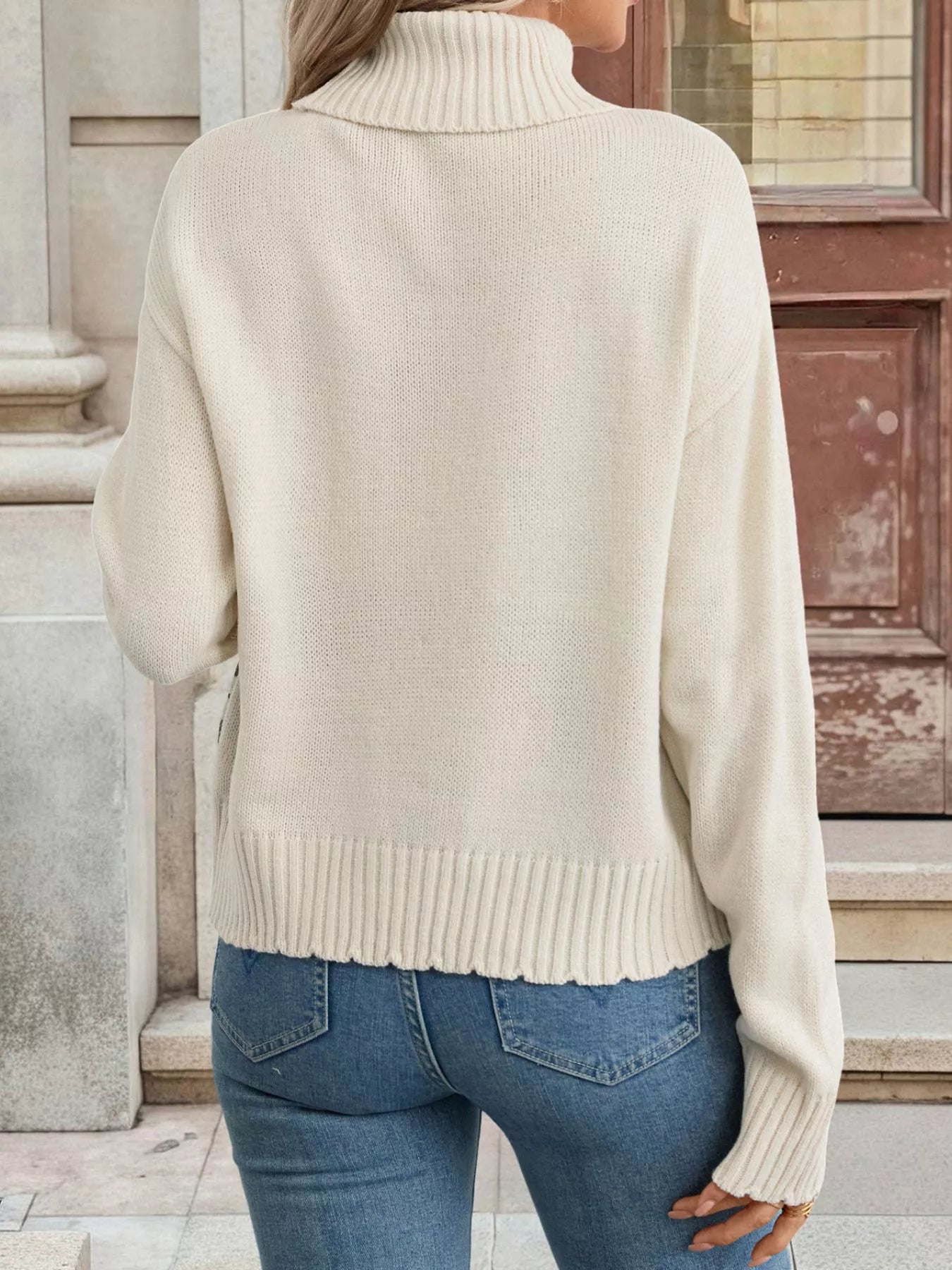Cable Knit Turtleneck Sweater OutfitFlow