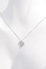925 Sterling Silver Zircon Maple Leaf Necklace OutfitFlow