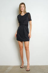 BiBi Twisted Front Glitter Mini Dress OutfitFlow