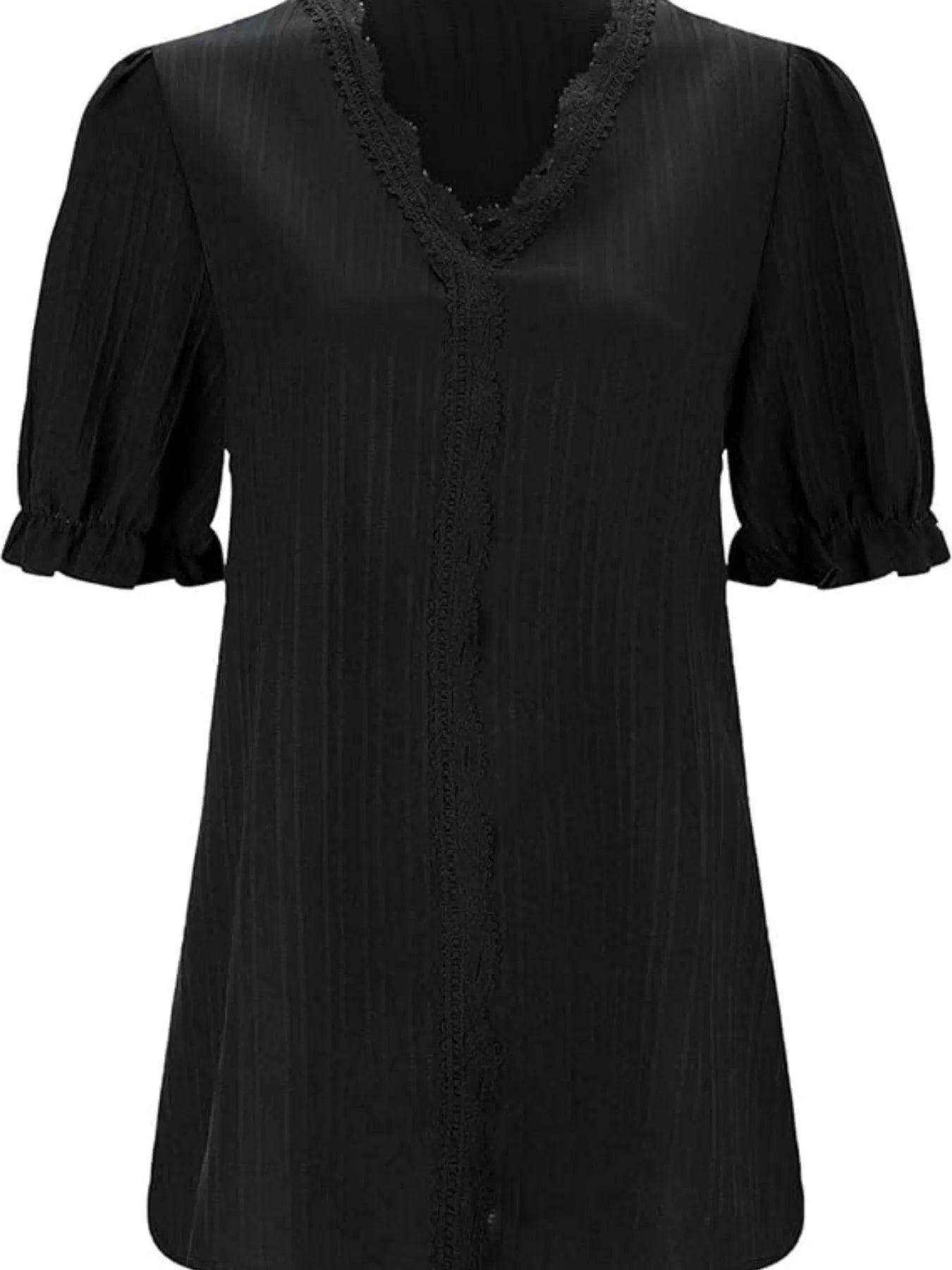 Full Size Lace Detail V-Neck Blouse Plus Size OutfitFlow