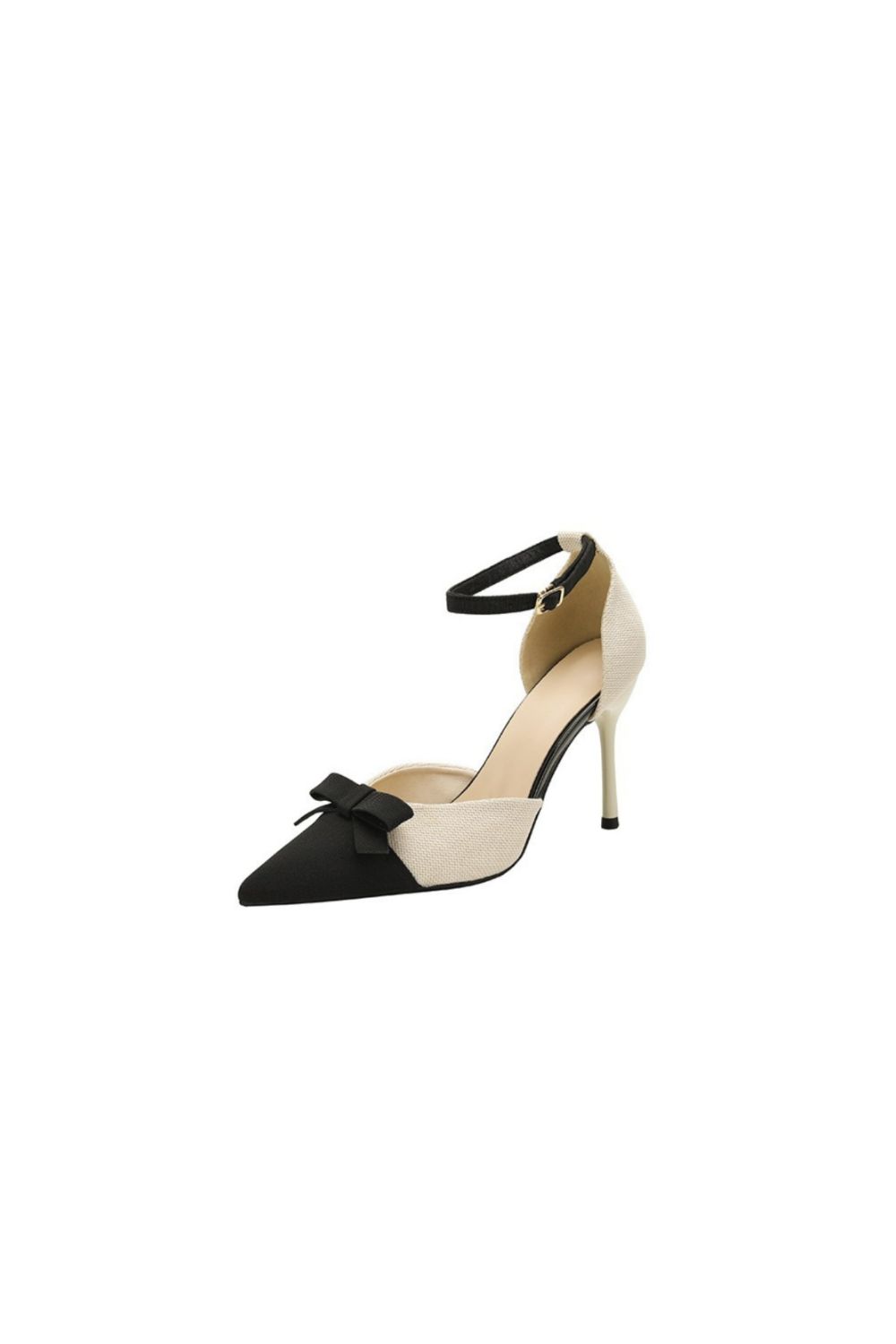 Bow Point Toe Stiletto Pumps Beige OutfitFlow