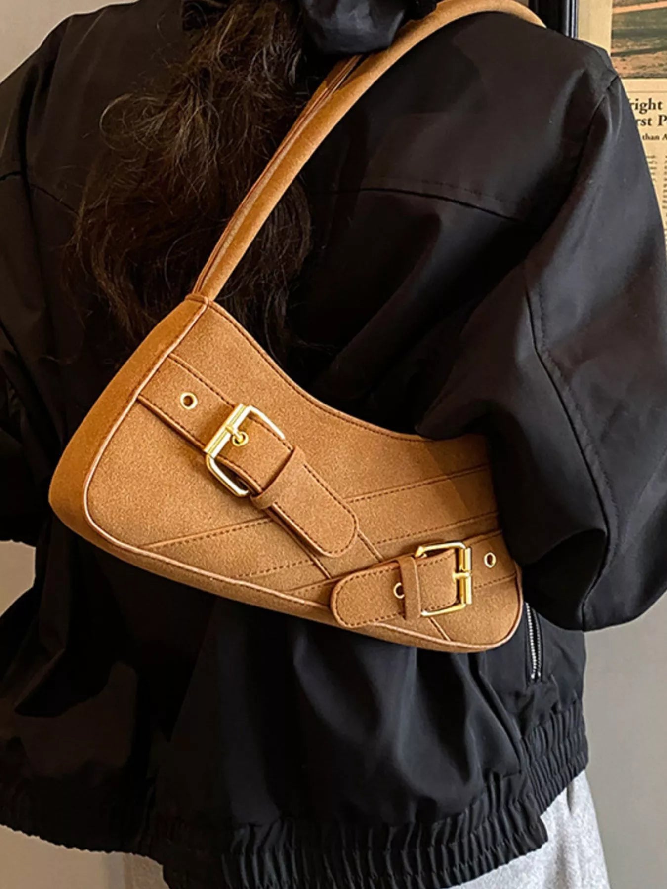 Buckle Decor Shoulder Bag Terracotta onesize Trendsi