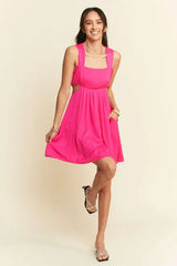Davi & Dani Washed Satin Cutout Skirt Bandeau Mini Dress OutfitFlow