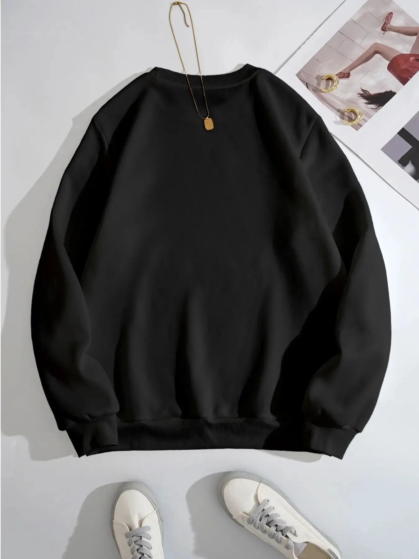 Butterfly Crew Neck Long Sleeve Sweatshirt OutfitFlow