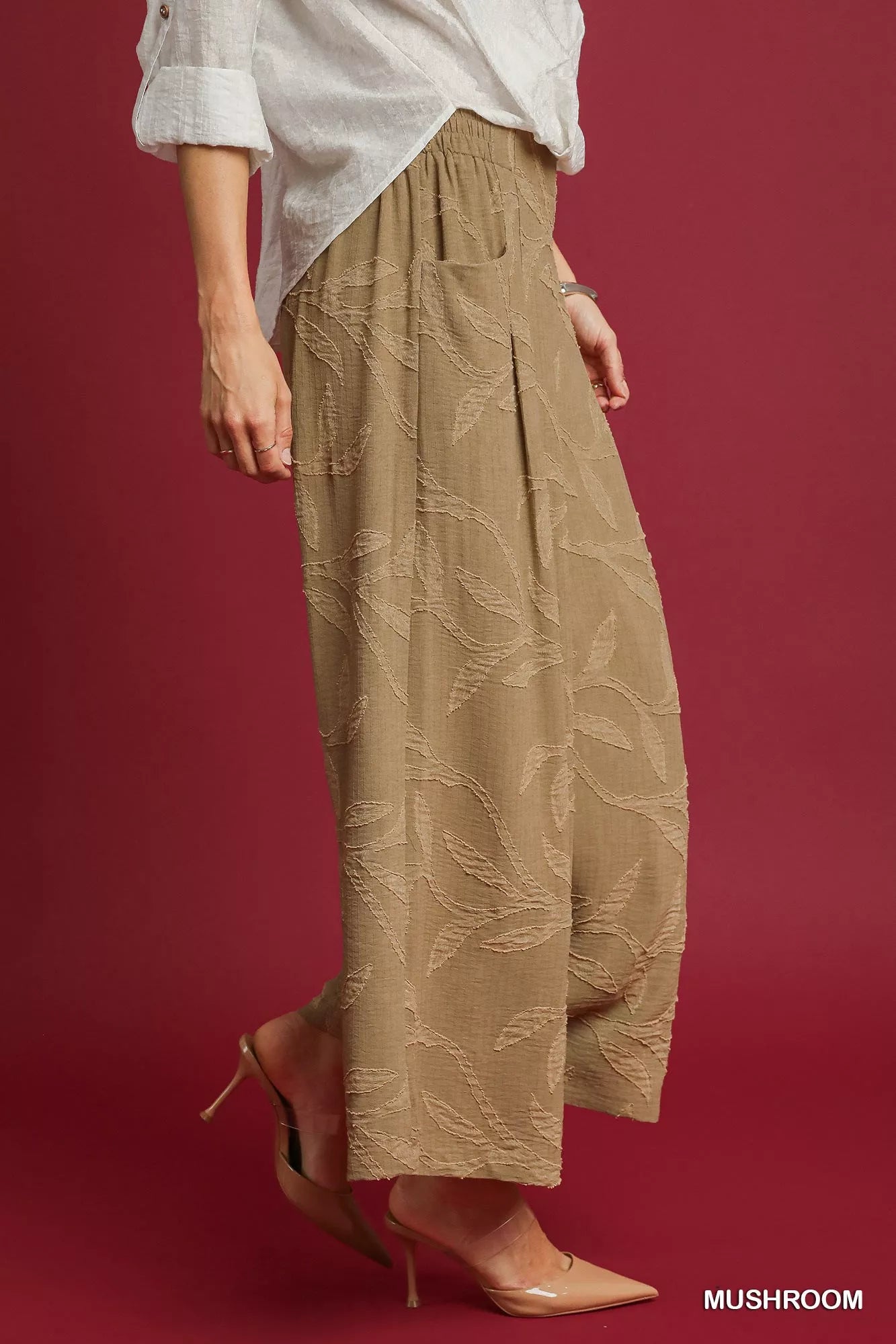 Umgee Jacquard Wide-Leg Pants OutfitFlow