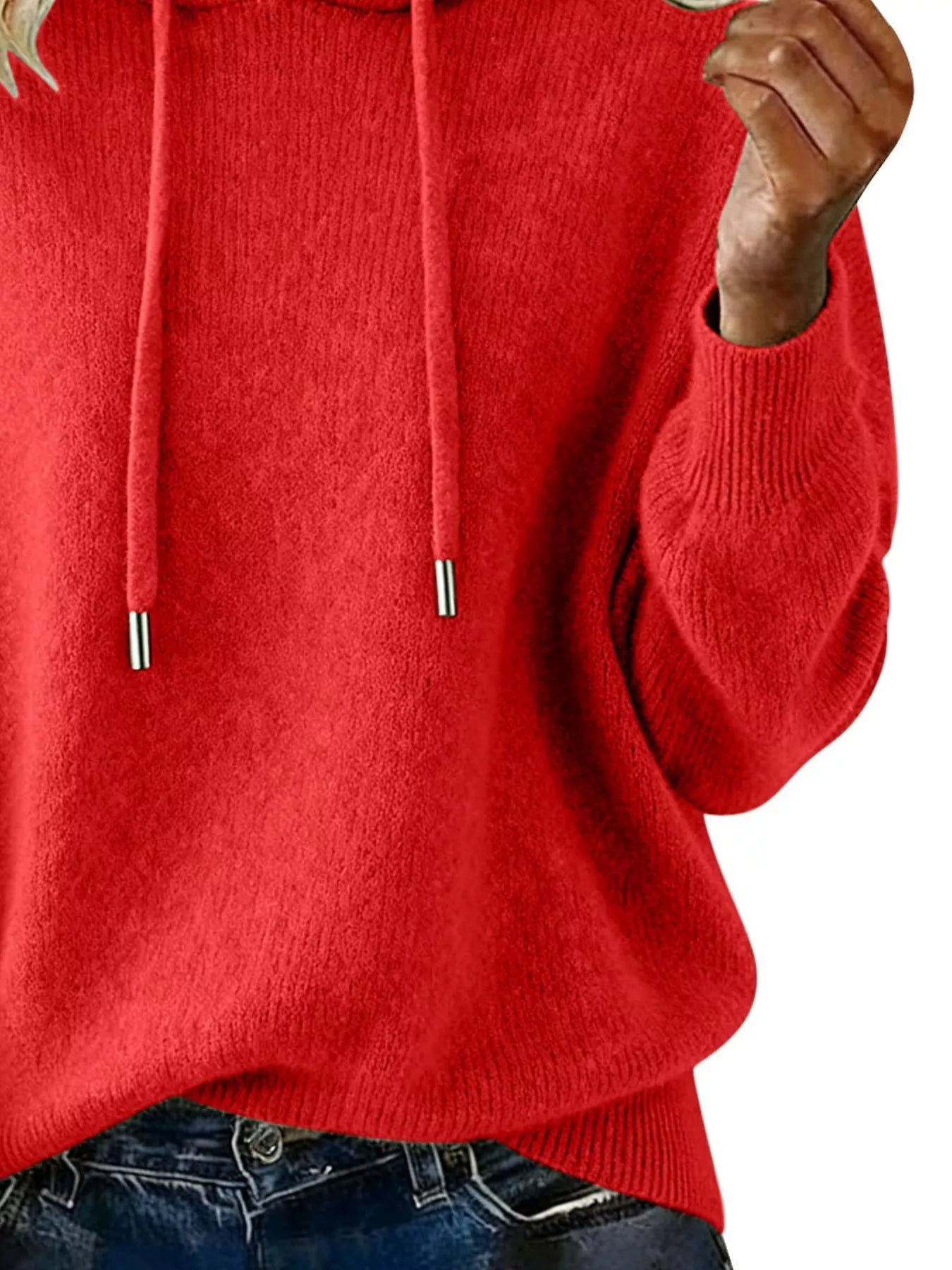 Drawstring Long Sleeve Hooded Sweater Trendsi