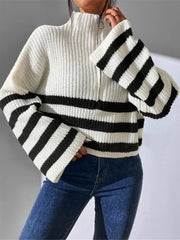 Striped Half Zip Cropped Sweater OutfitFlow