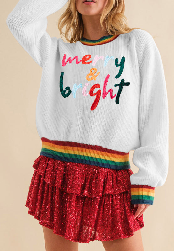 Outfit Flow - MERRY & BRIGHT Ribbed Round Neck Sweater