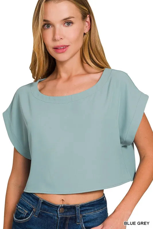 Zenana Heavy Woven Span Crop Tee & Skirt Set OutfitFlow