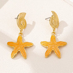 Ocean Shell Starfish Drop Earrings OutfitFlow