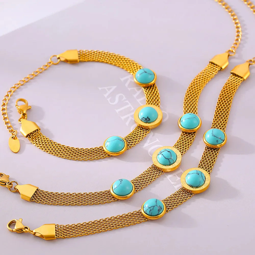 Turquoise Titanium Steel Bracelet OutfitFlow