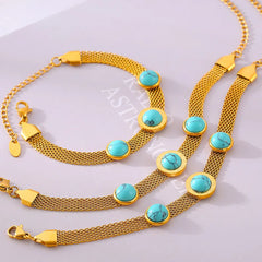 Turquoise Titanium Steel Bracelet OutfitFlow