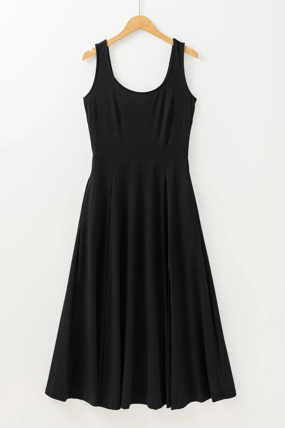 Side Slit Scoop Neck Wide Strap Dress OutfitFlow