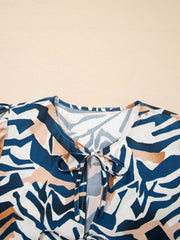 Zebra Print Tied Front Puff Sleeve Top OutfitFlow