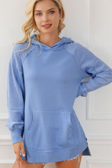 Outfit Flow - Exposed Seam Kangaroo Pocket Long Sleeve Hoodie