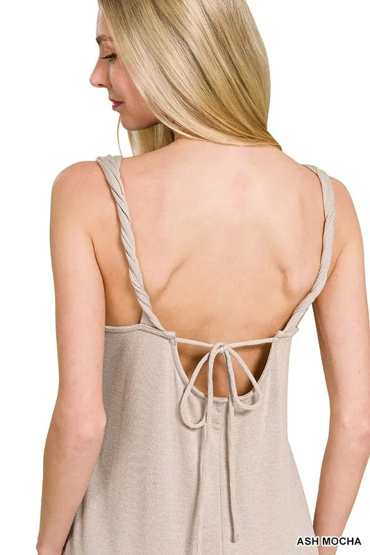 Zenana French Terry Twisted Strap Midi Dress OutfitFlow