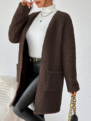 Open Front Long Sleeve Winter Coat OutfitFlow