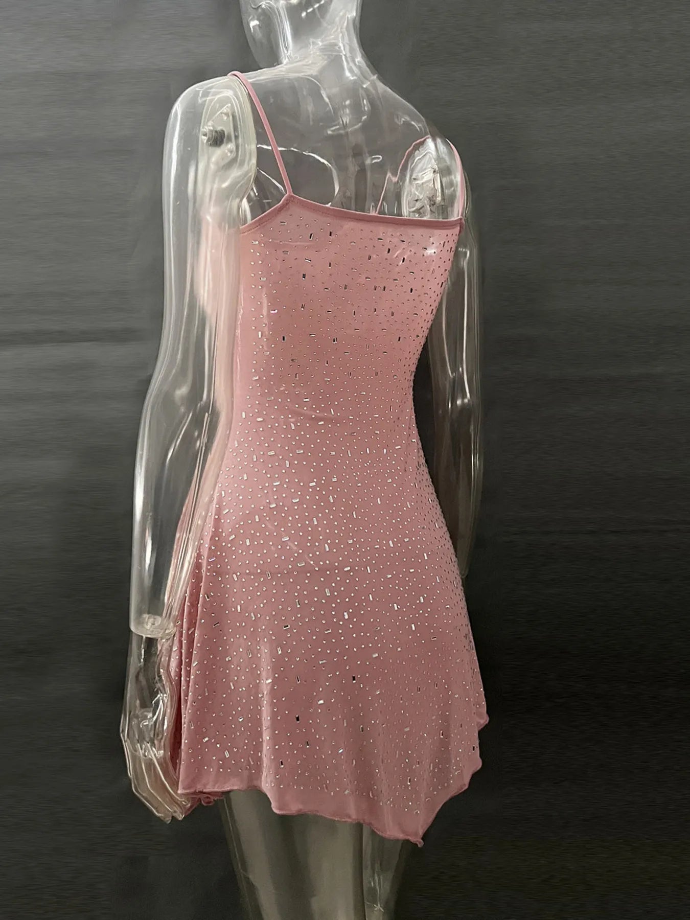 Rhinestone Decor Mini Cami Dress OutfitFlow