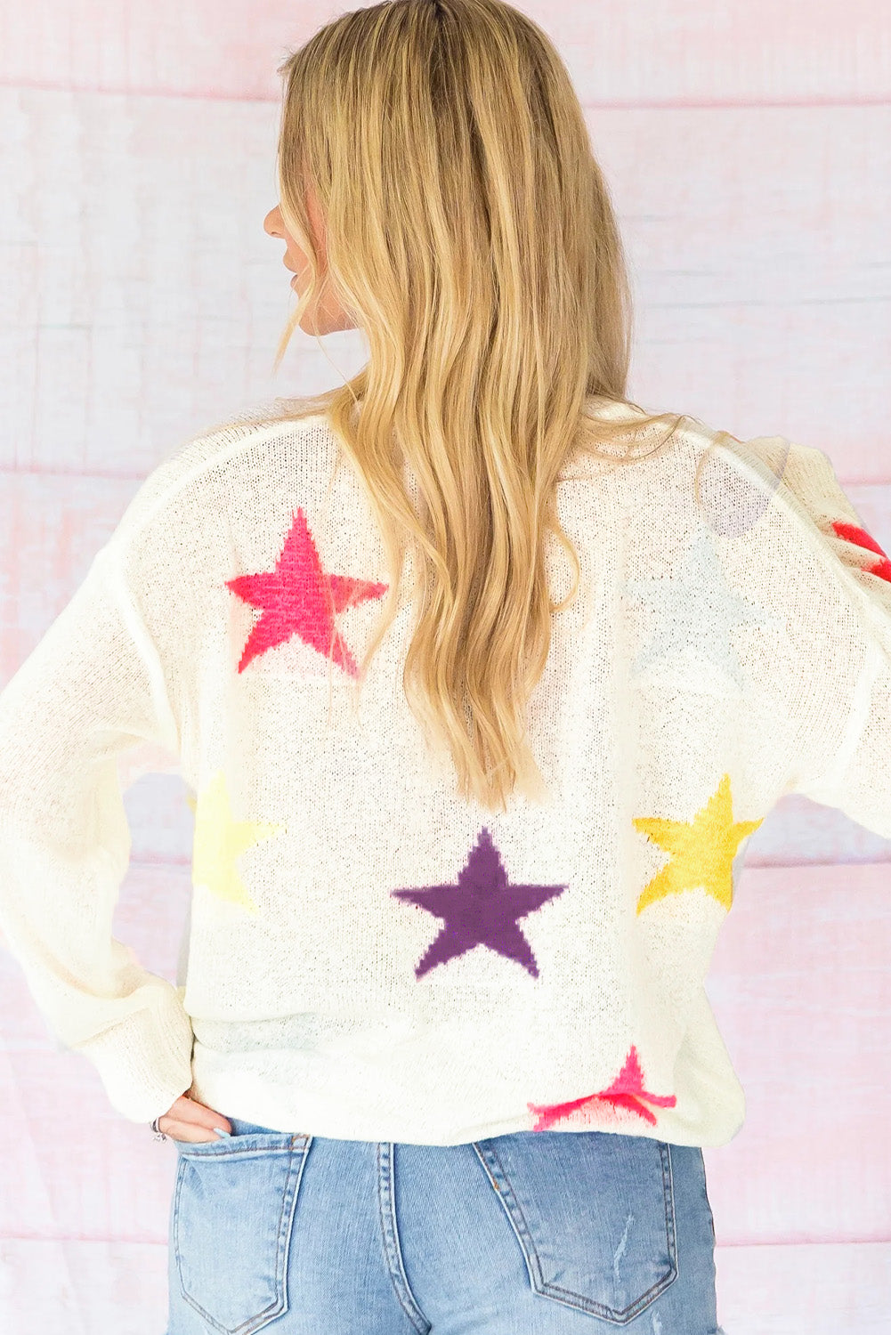 Outfit Flow - Contrast Star Round Neck Sweater