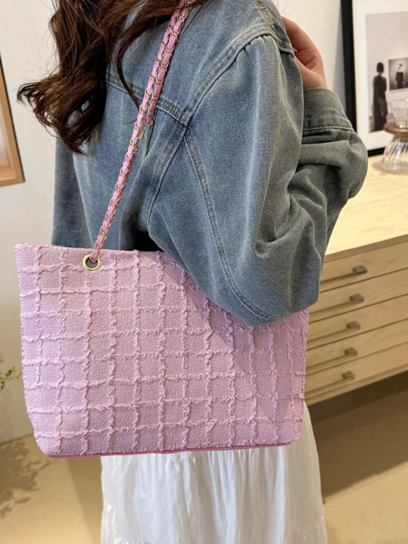 Tweed Chain Shoulder Bag OutfitFlow