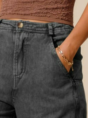 SO ME Mineral Washed Mid Rise Barrel Shape Pants OutfitFlow