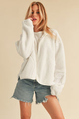 Outfit Flow - Aemi+Co Zip Up Drop Shoulder Fleece Jacket