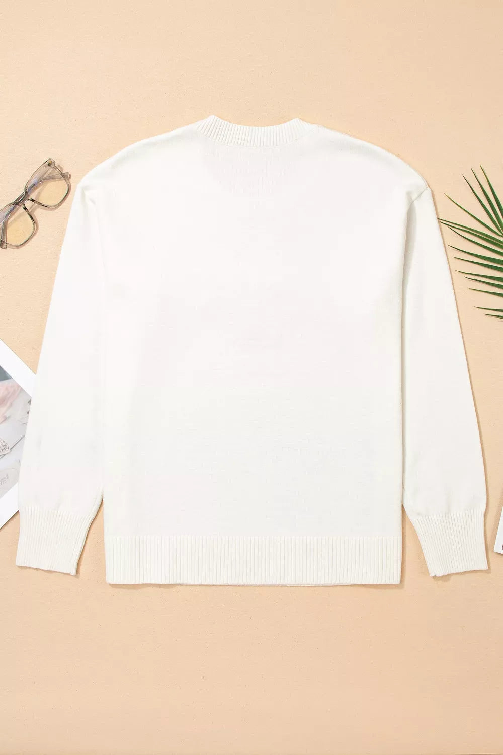 Colorful Holly Jolly Christmas Knit Loose Sweater OutfitFlow