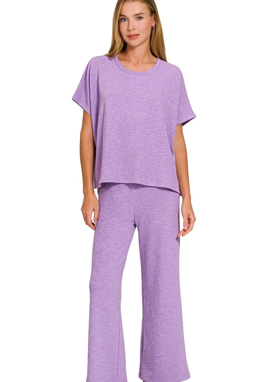 Zenana Cotton Slub Top & Pants Set OutfitFlow