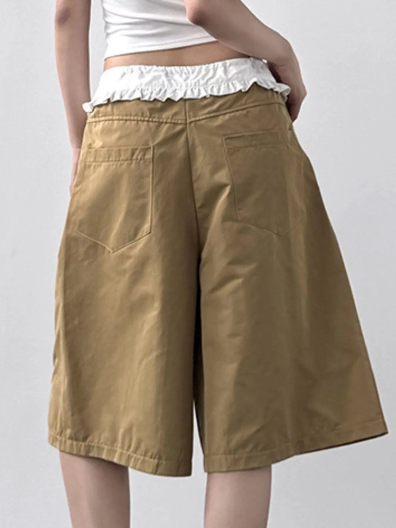 Contrast Waistband Wide-Leg Shorts OutfitFlow