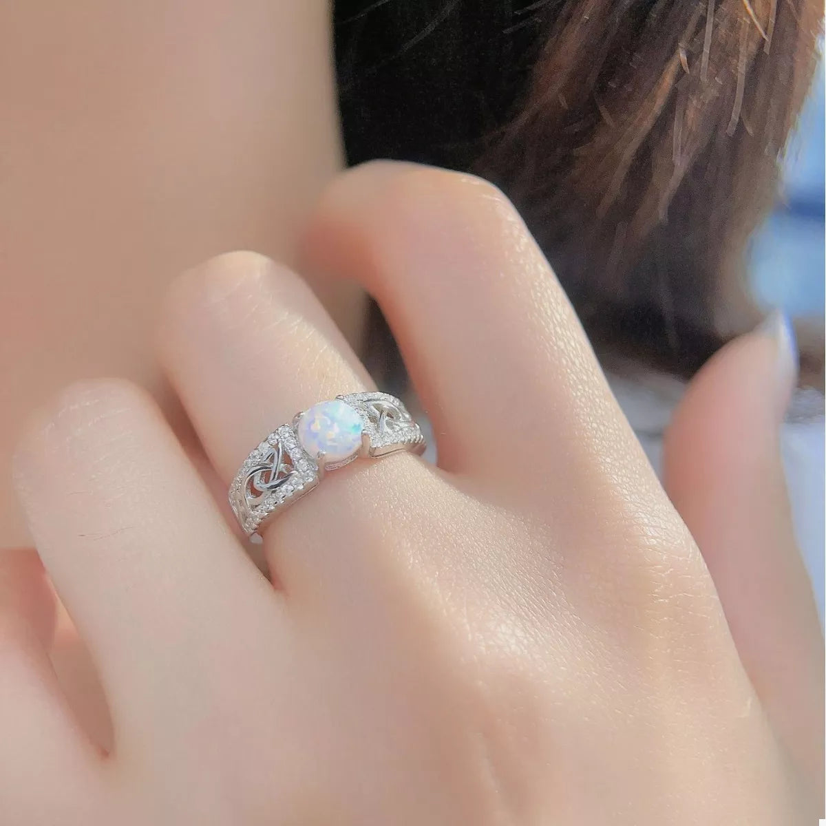 925 Sterling Silver Moonstone Ring Silver OutfitFlow