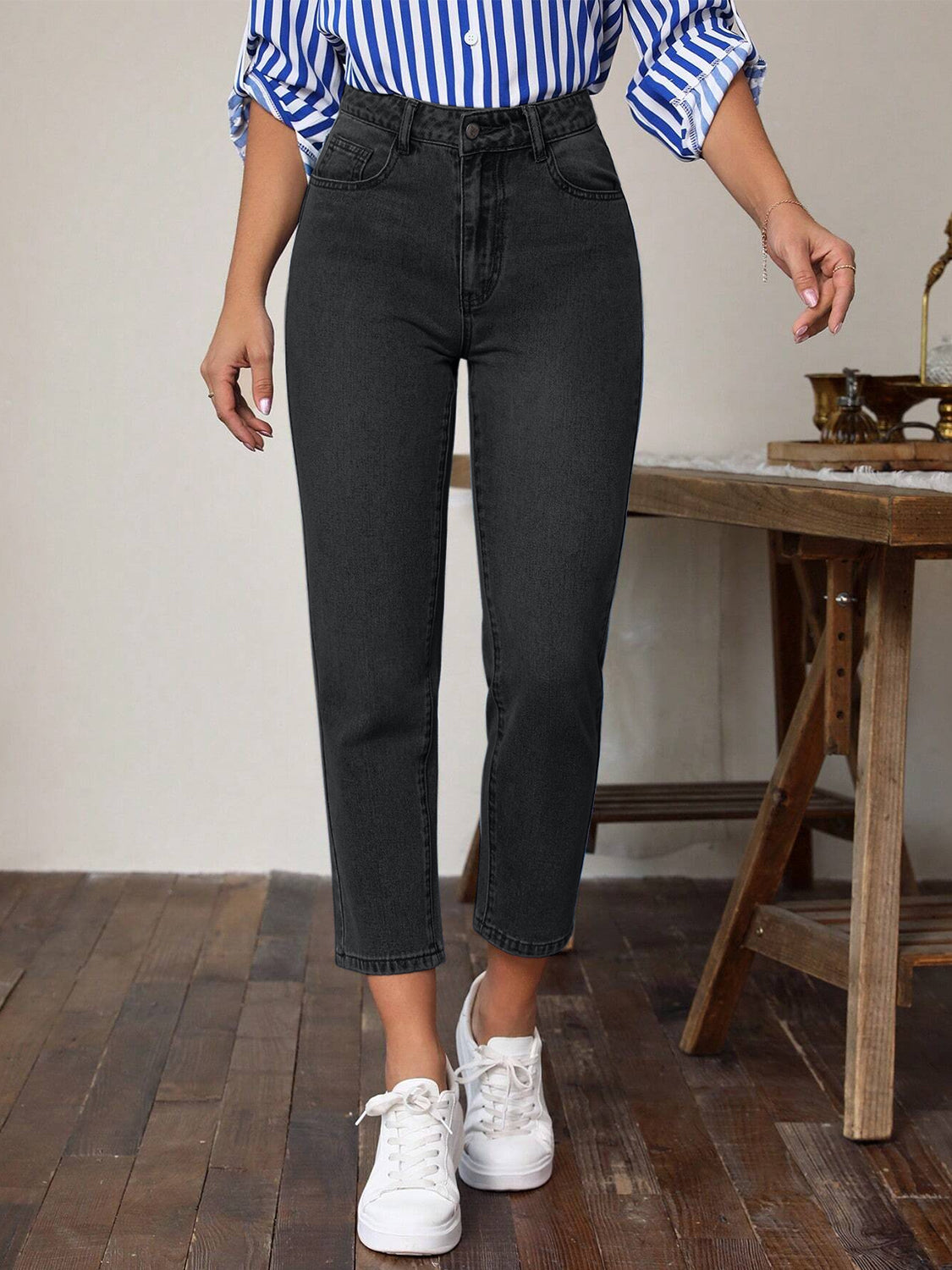 High Waist Jeans with Pockets OutfitFlow