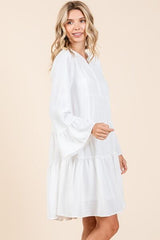 Mittoshop Tiered Notched Flare Sleeve Dress OutfitFlow