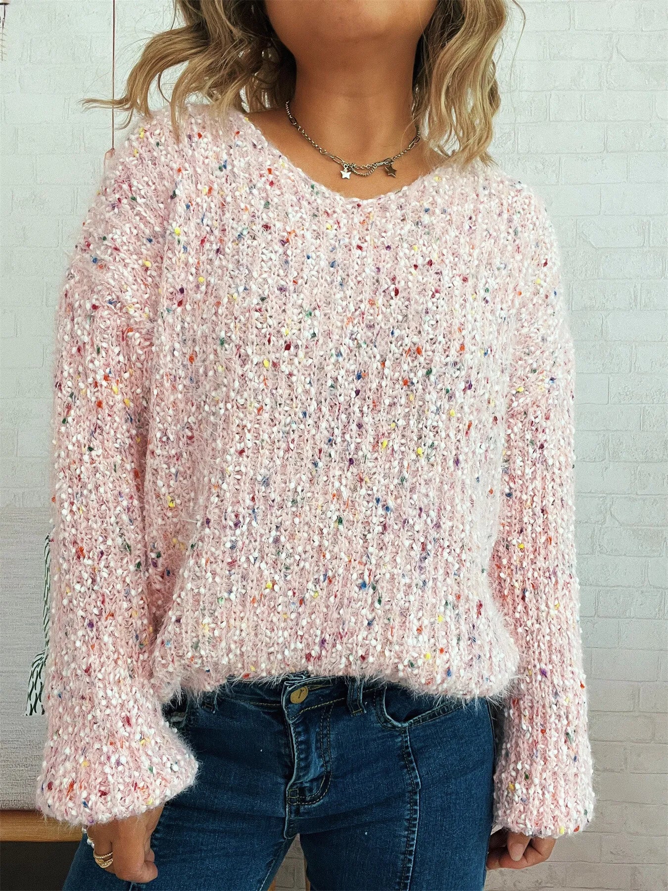 Colorful Long Sleeve Sweater Trendsi