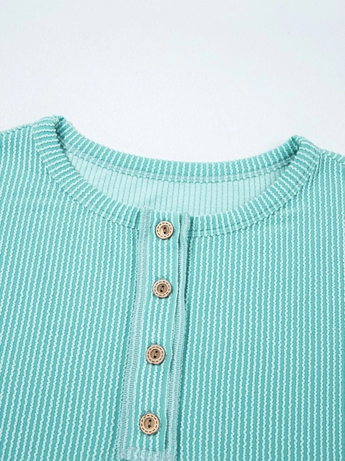 Color Block Ribbed Knit Henley Sweatshirt OutfitFlow