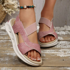 Open Toe Platform Sandals Blush Pink OutfitFlow