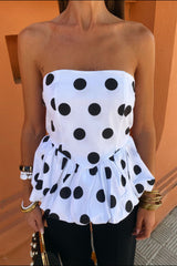 Smocked Back Bubble Hem Tube Top OutfitFlow