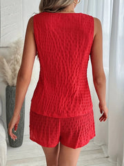 Button-Front Vest and Shorts Set OutfitFlow