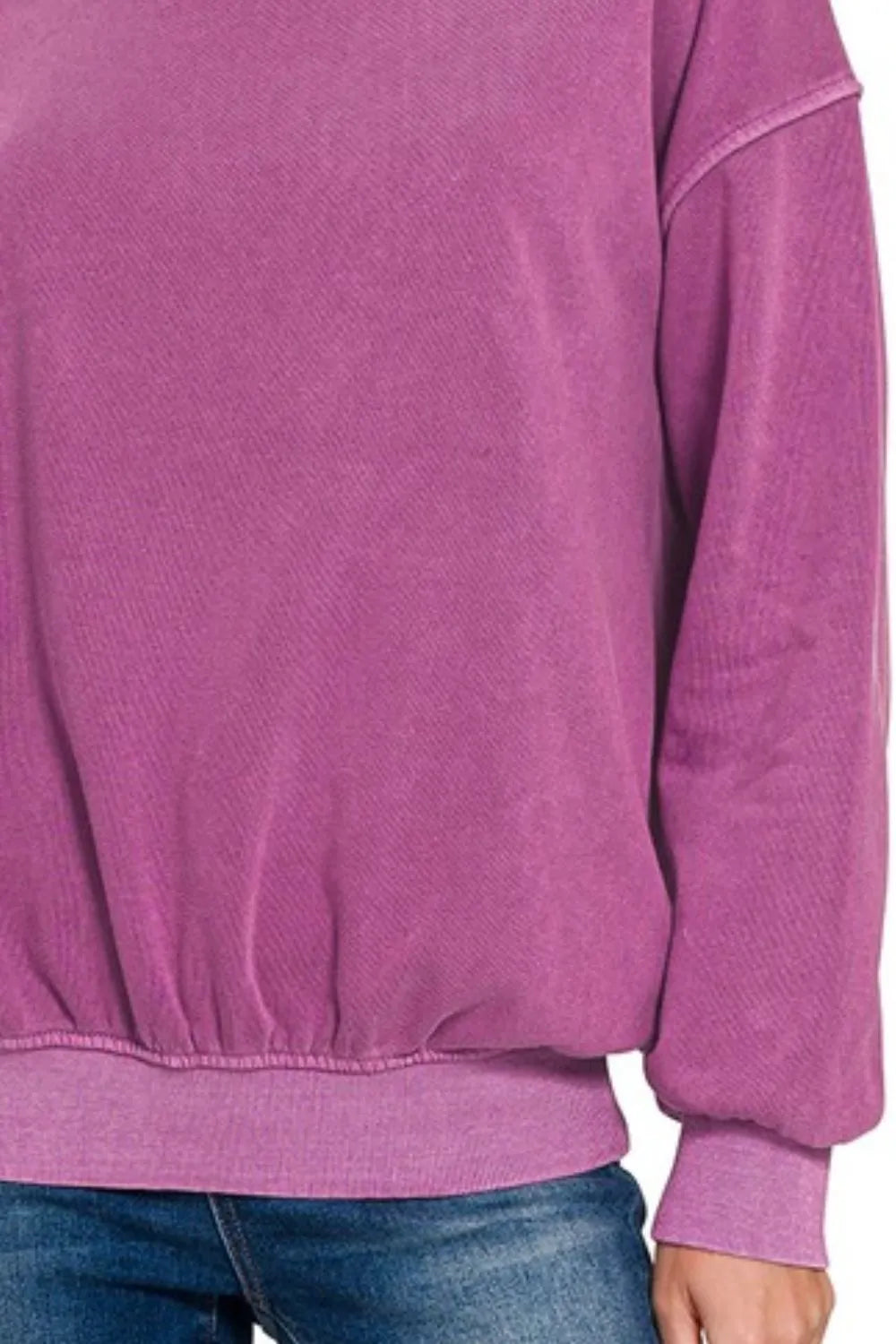 Zenana Soft Fleece Pigment Dye Round-neck Sweatshirts OutfitFlow