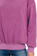 Zenana Soft Fleece Pigment Dye Round-neck Sweatshirts OutfitFlow