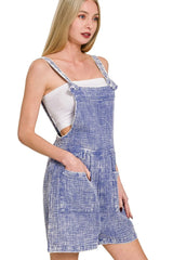 Zenana Woven Double Gauze Acid Washed Romper OutfitFlow