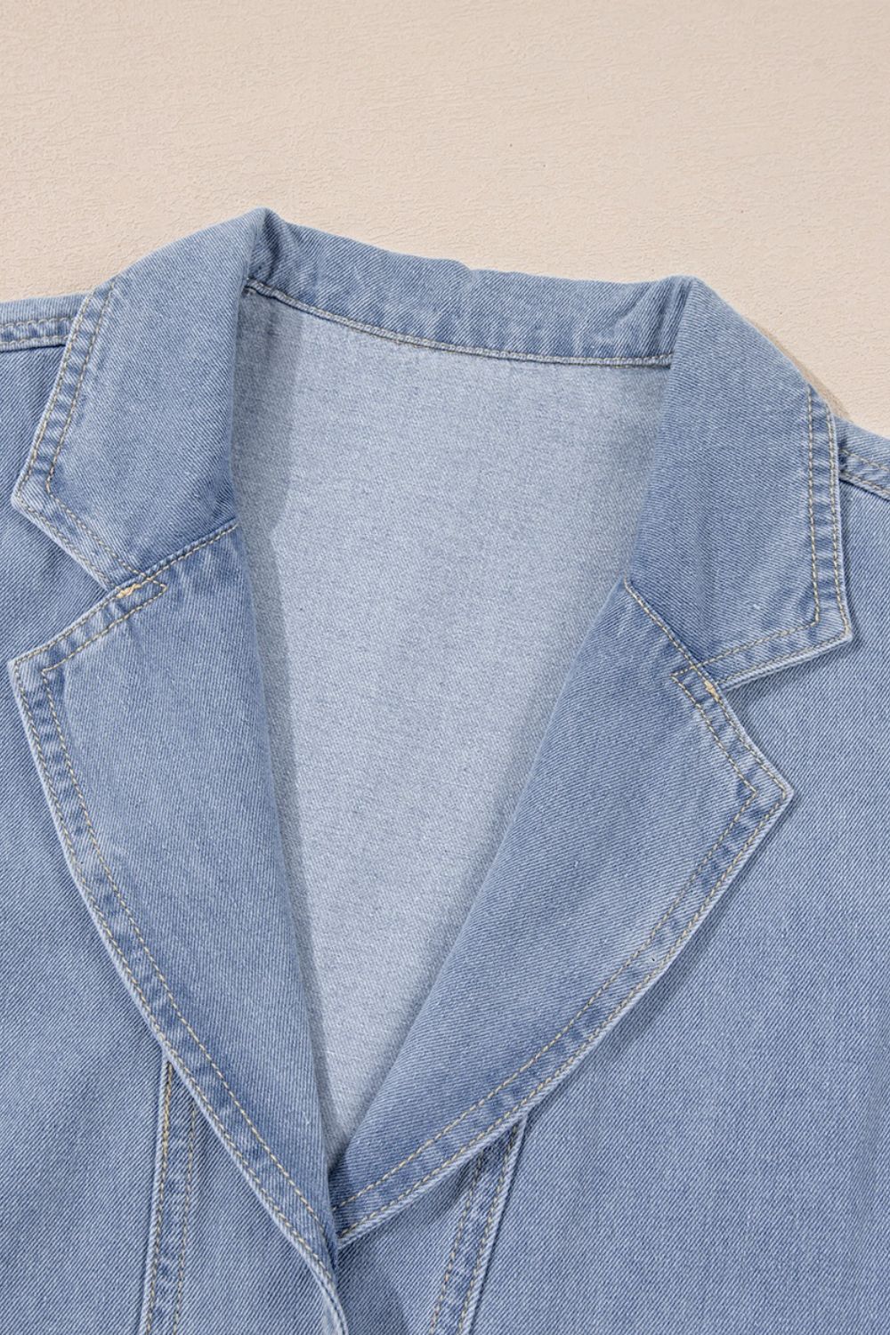 Lapel Neck Cap Sleeve Denim Babydoll Dress OutfitFlow