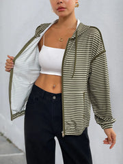Striped Zip Up Oversized Hoodie OutfitFlow